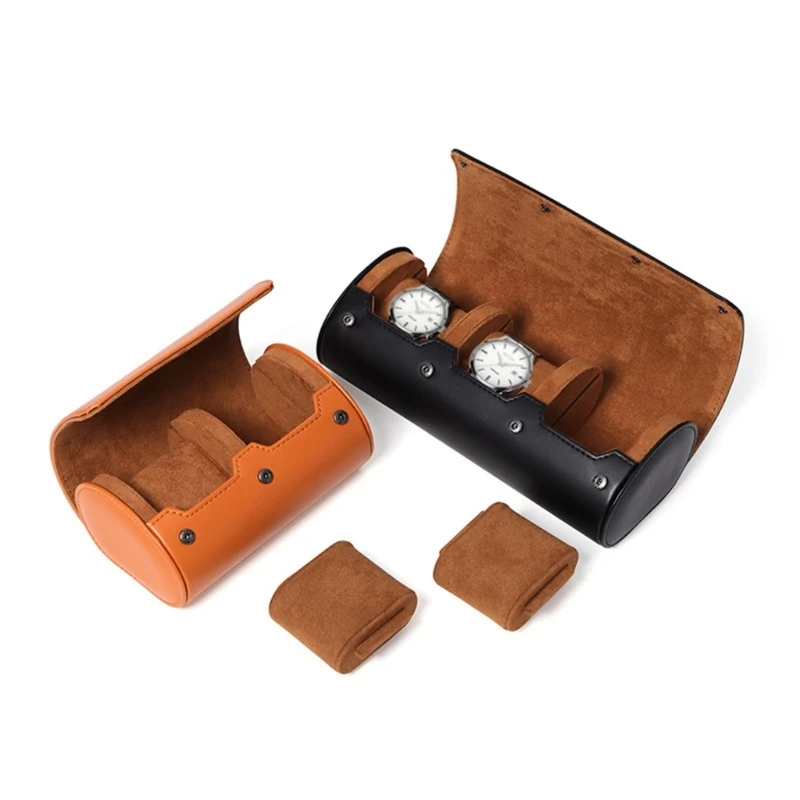 3-Slot Watch Roll Travel Case Portable Vintage Brown Leather Watch Display Case Watches Storage for Men Gift Watch Box