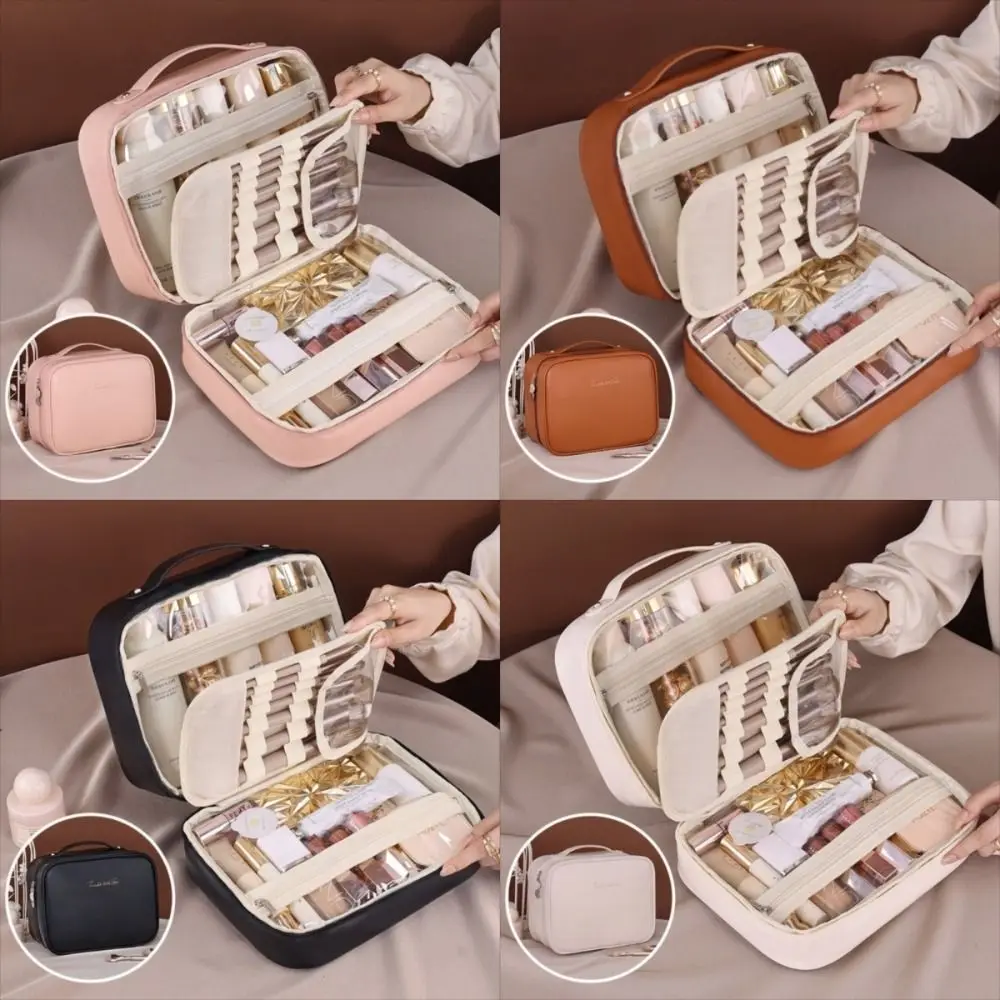 

Luxury Double Layer Cosmetic Bag Zipper Large Capacity Make Up Storage Organizer Handbag Waterproof Portable Toiletry Bag