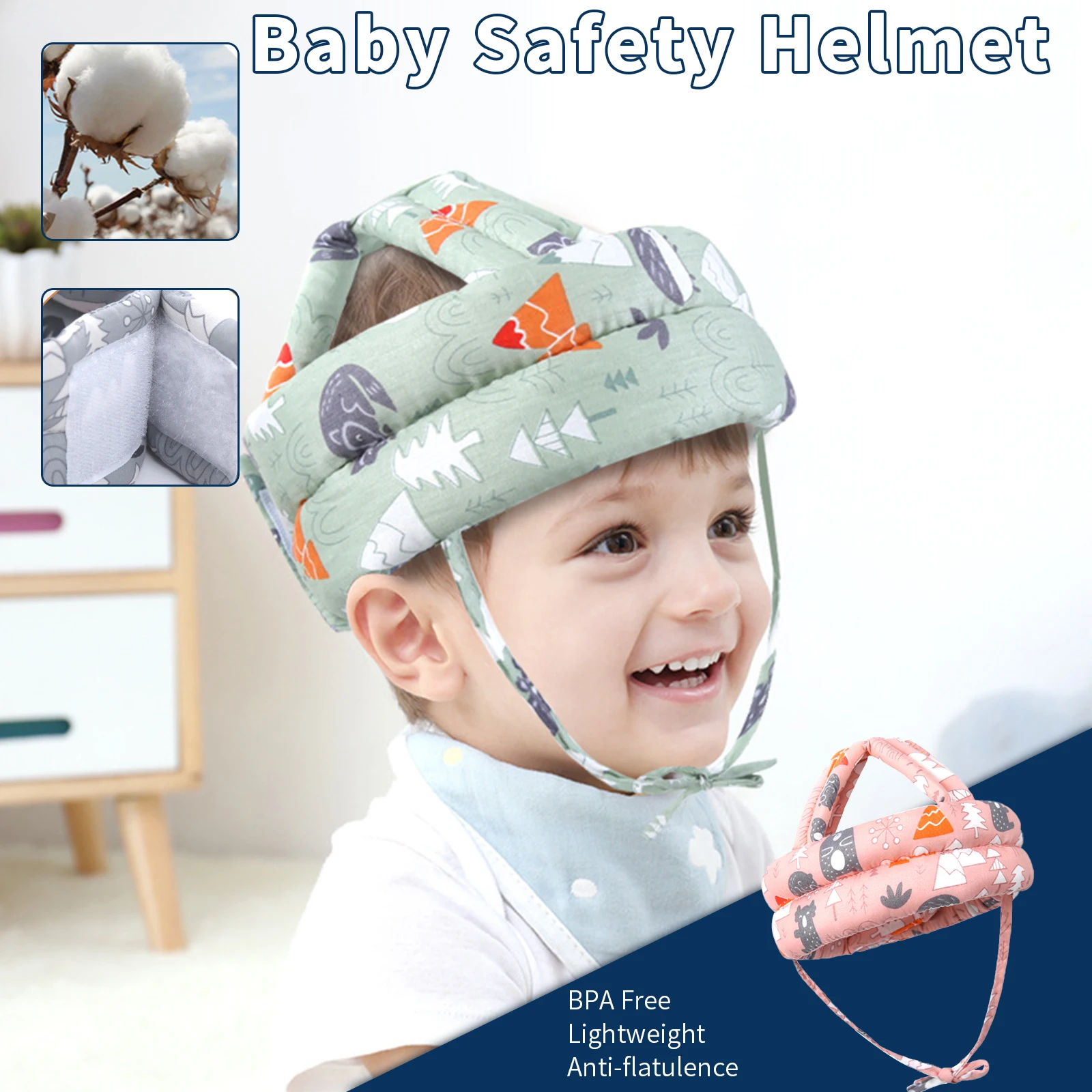 Baby head pillow anti-fall device Head protective pad summer anti-bump head learning to walk baby hat Adjustable toddler hats