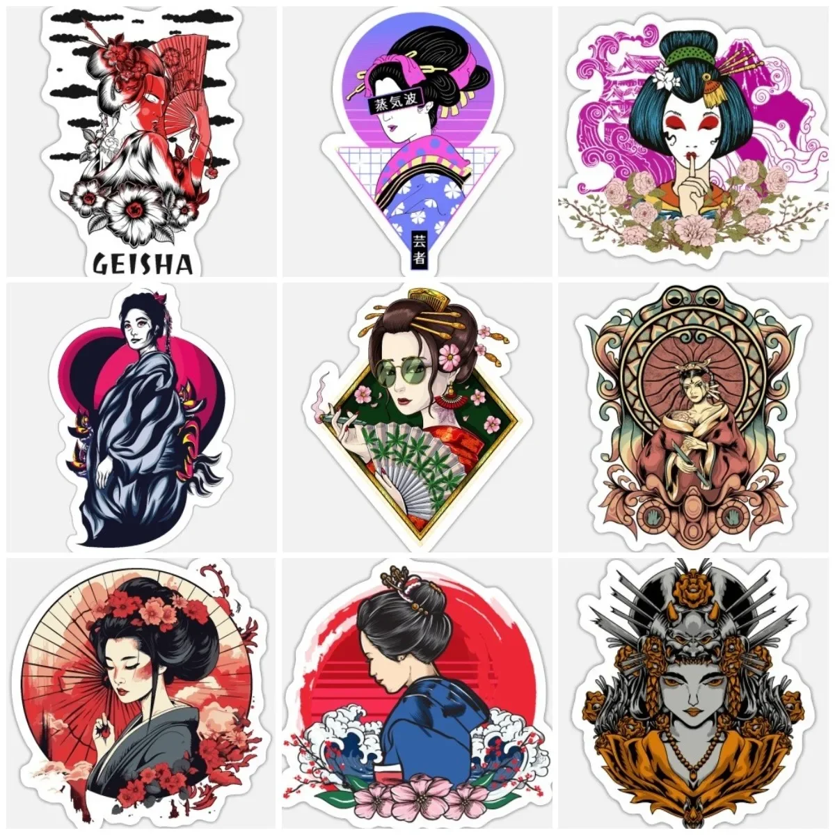 

Красивый череп гейши, креативная наклейка для ноутбука, гоночного мотоцикла, бампера, автомобиля, грузовика, окна, стекла, шлем, кемпера, велосипеда, наклейка на стену