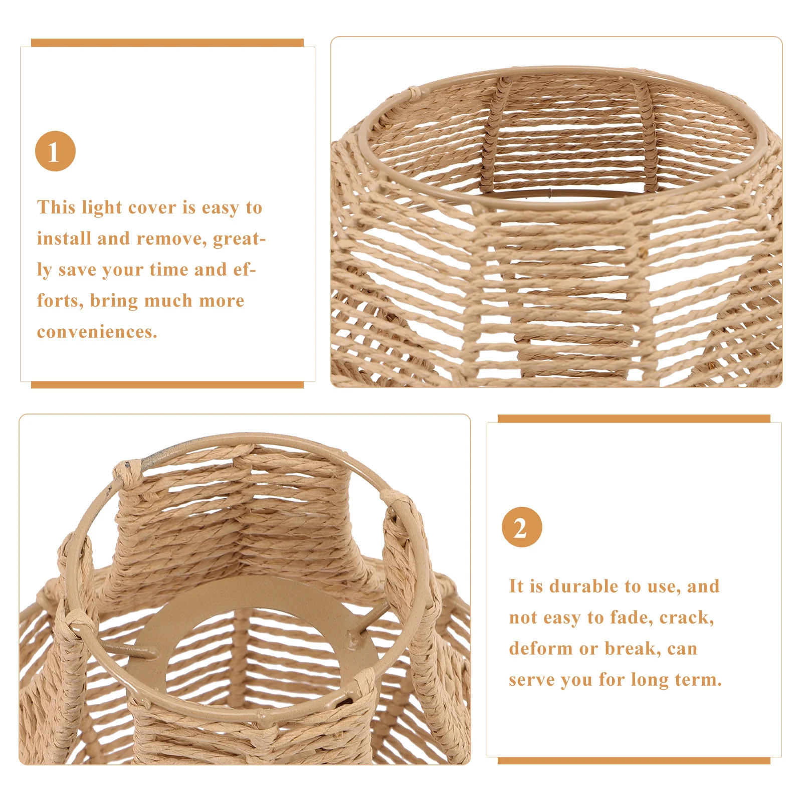 

Decorative Imitation Rattan Lamp Shade Woven Pendant Lamp Shade Home Ornament Light Cover for Bedroom Living Room Kitchen Dining