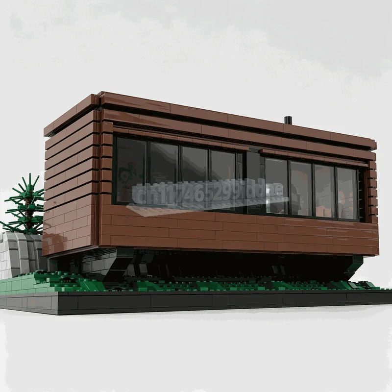NEW 3047PCS Elevated Slope Wooden Villa MOC Model DIY Assembled Building Bricks Contemporary Tiny Cabin Scene Diorama Toy Gift