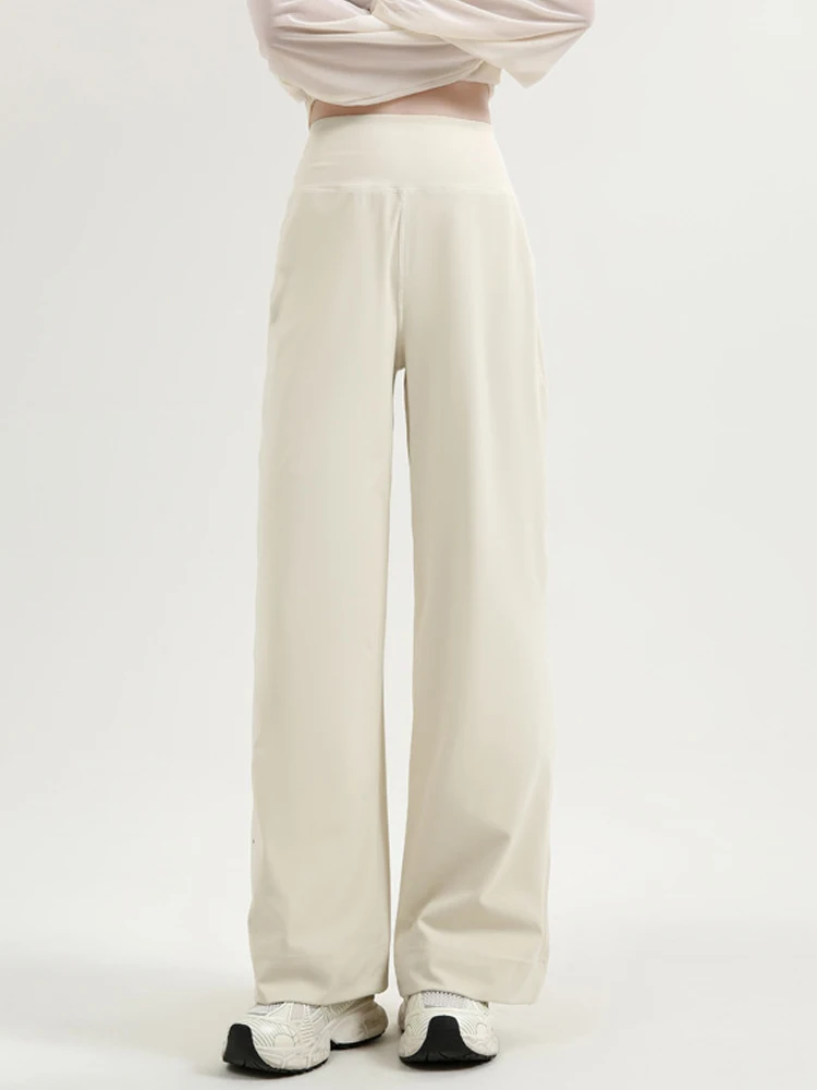 Neue 2025 weiße Arkskin-Hose für Damen, Sommer, dünne Eisseide, Yoga-Bot, gerades Bein, lockere Passform, Bauchkontrolle, hohe Taille, L...