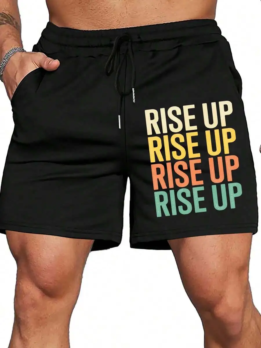

Men Motivational Rise Up Gradient Print Shorts Casual Sport Shorts