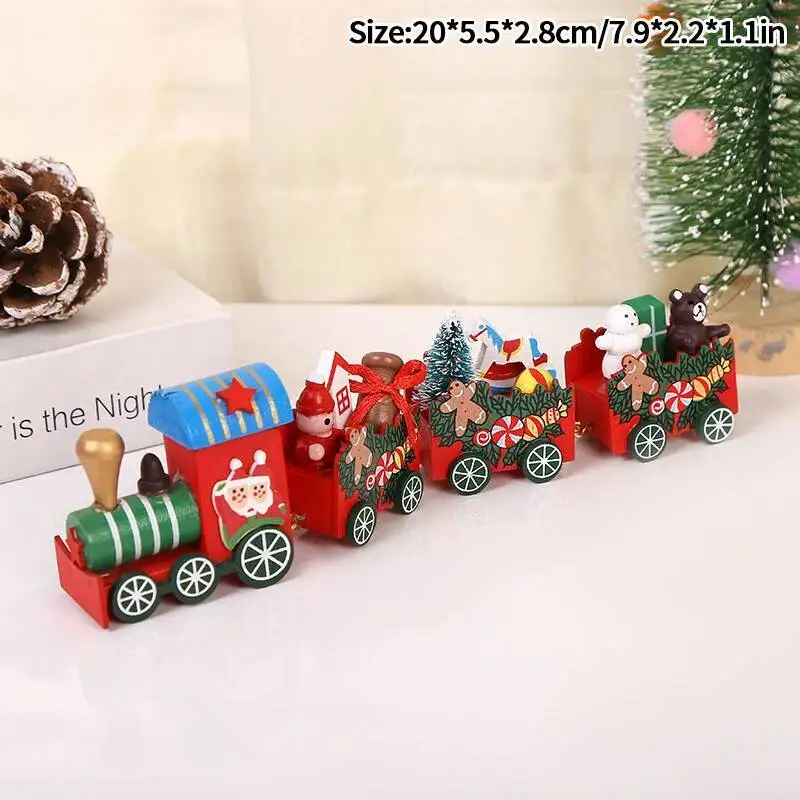 

Decorations DIY Handmade Christmas Tree Xmas Wooden Train Desktop Ornaments New Year Gift Noel Navidad