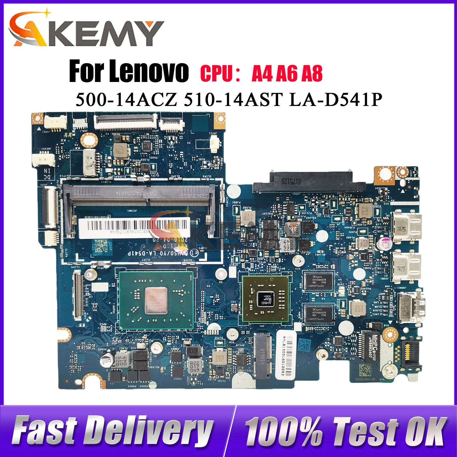 

For Lenovo ThinkPad Yoga 510-14AST LA-D541P Laptop Motherboard with A6 A9 CPU DDR4 UMA 100% Tested OK