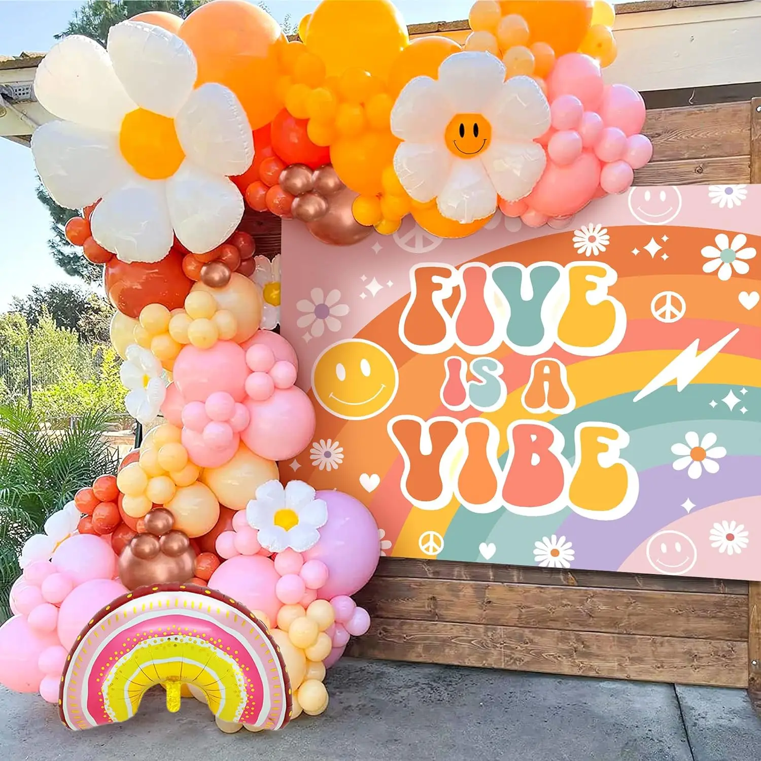 Laventy 78 PCS Five is Vibe Party Decoration Backdrop Five is Vibe Birthday Decoration Five is Vibe Balloons