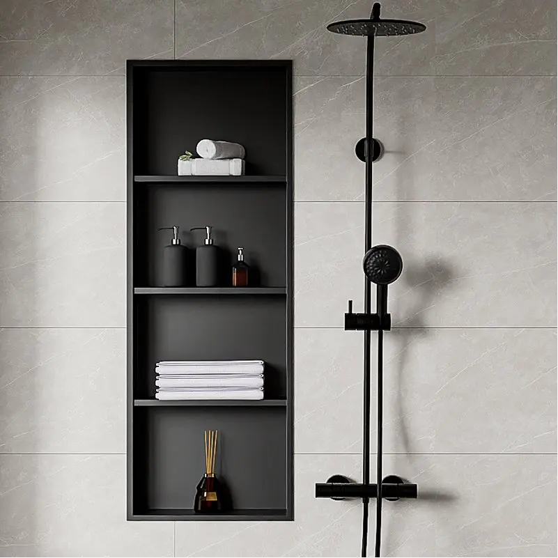 

Stainless steel niche bathroom bathroom shower room titanium alloy finished product embedded metal niche cabinet rack