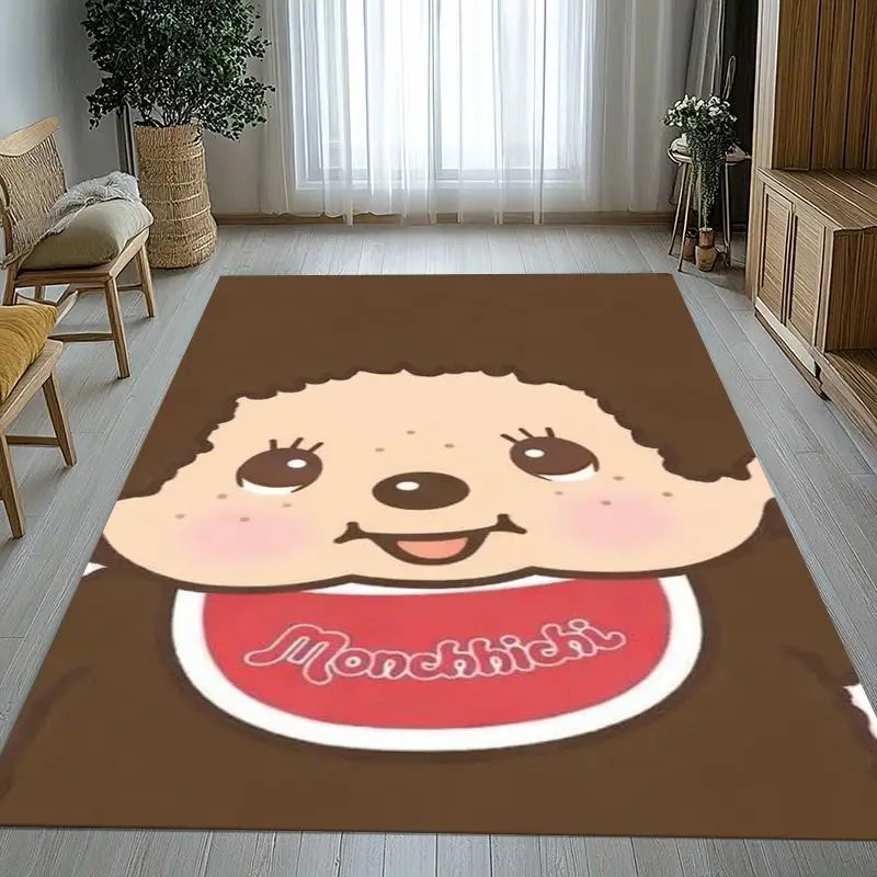Cute M-Monchhichi Monky Cartoon Area Rug,Soft Non-Slip Carpet Mat for Living Room Bedroom Kid Playroom,Sofa Floor Rug,Home Decor