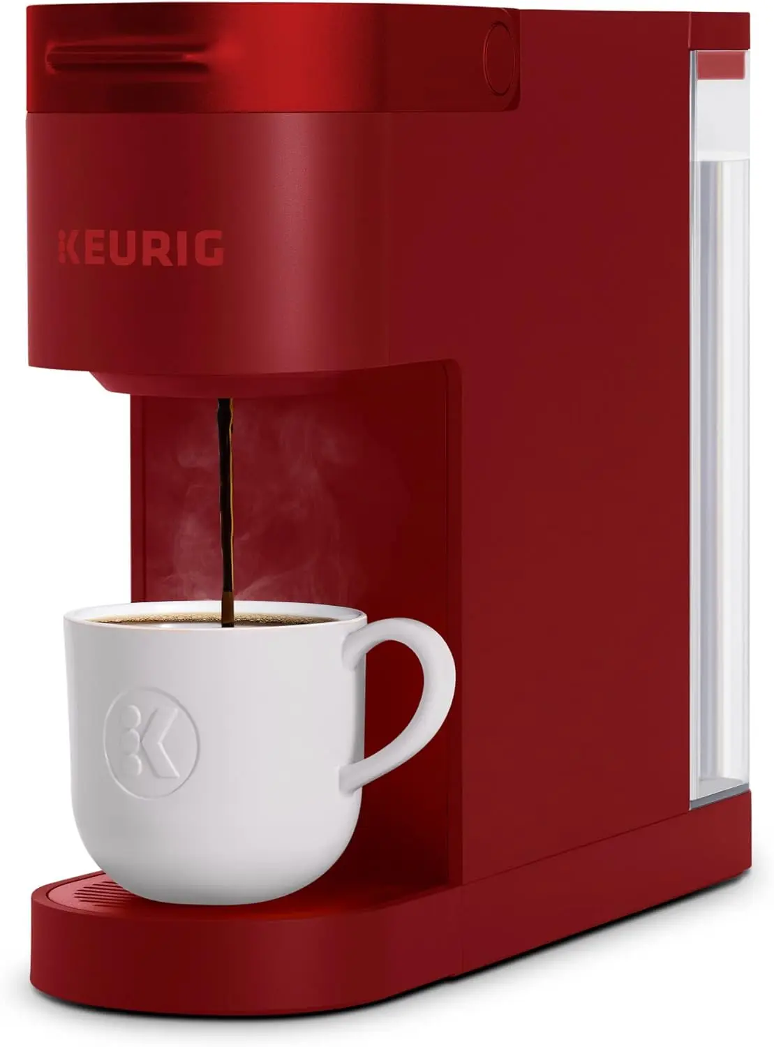 

K- Slim Single Serve K-Cup Pod Coffee Maker, with 3 Brew Sizes, Multistream Technology, 46oz Removable Reservoir, Scarlet Red