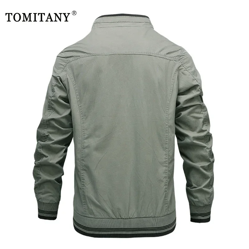 Chaquetaaviador ajustada hombre – Algodón militar verde - imagen 2