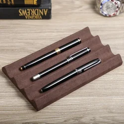 Contact's Family Luxury Leather Pen Tray 1/2/3 Slots Pens Holder Display Pen Stand Microfiber Desktop Organizer Home Office Use