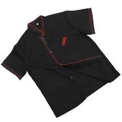Chef Coat Mens Shirt Casual Loose Clothing Short Sleeve Jacket Catering Jackets Hat