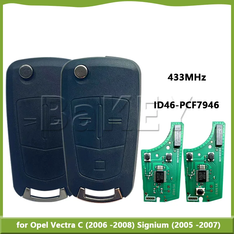 

2/3 Buttons For Opel Vectra C Signium 2005-2008 Fob 433Mhz ID46 PCF7946 Chip Smart Remote Car Key HU43 Blade Replacement