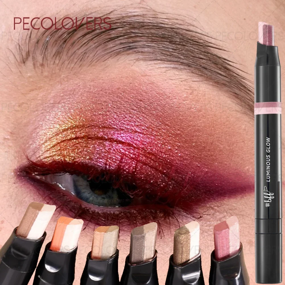 قطعة واحدة من عصا ظلال العيون اللامعة ذات اللون المزدوج، قلم ظلال عيون متدرج لامع مقاوم للماء يدوم طويلاً #1