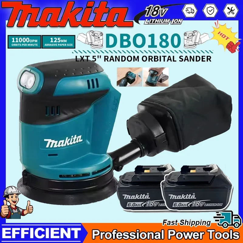 

Бесщеточная аккумуляторная эксцентриковая шлифовальная машина Makita DBO180Z для обработки дерева, полировка, без аккумулятора и зарядного устройства