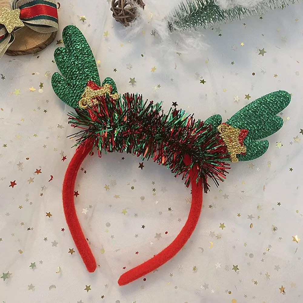 

Вечернее платье с изображением лося, рождественская елка, повязка для волос с оленями, рождественское украшение, рождественская повязка на голову, женский обруч для волос, повязка на голову с рогами