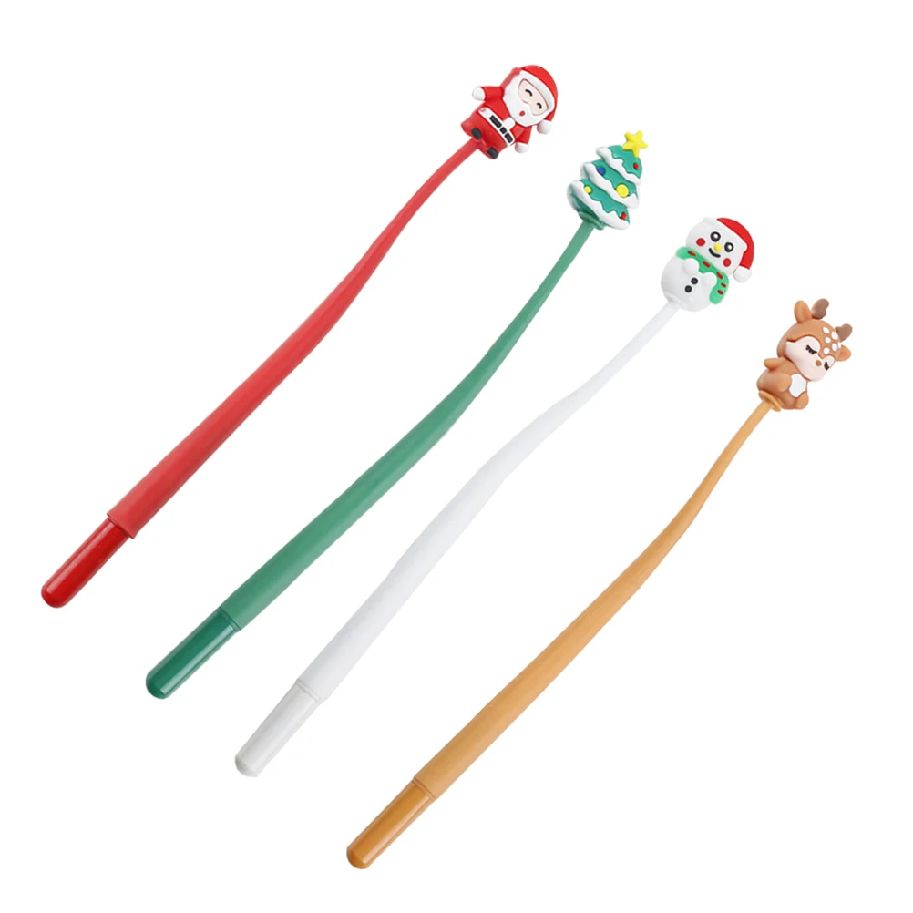 

4 Pcs Christmas Cartoon Pen Gel Cute Pens for Girls Ink Silica Fun Kids Student Elk Shape Writing