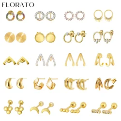 925 sterling silver ear Needle hook shaped/round small studs earrings for women cartilage gold earrings fashion party Jewelry