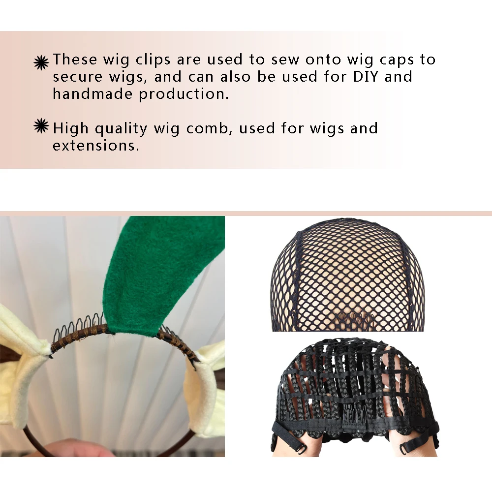 5 Colors Lace Wig Clips Steel Tooth Polyester Durable Cloth Wig Combs For Hairpiece Caps Wig Accessories Tools 10Pcs/Lot