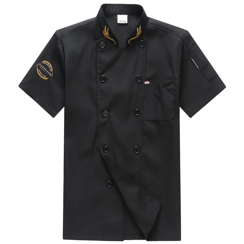 Unisex Chef Jacket Men and Women Short/Long Sleeve Cook Shirts Ear of Wheat Embroidery Restaurant Hotel Uniform