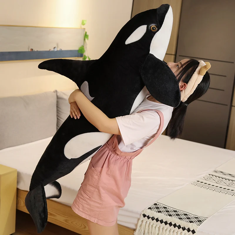 40-130CM Simulation Killer Whale Plush Toys Stuffed Orcinus Orca Fish Doll Shark Cartoon Soft Sleep Pillow Kids Girls Baby Gift