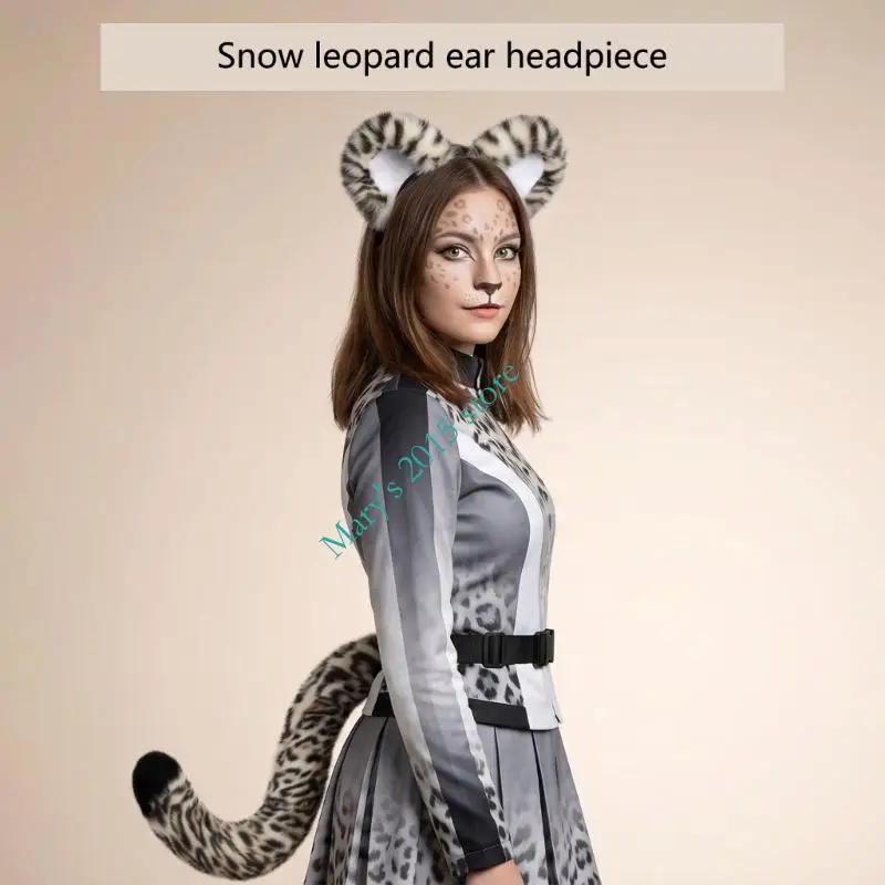 Animal Print Costume Tail Hairband Accessories Plush Texture Collection for Adult Halloween Cosplay Theme Parties and Role Play