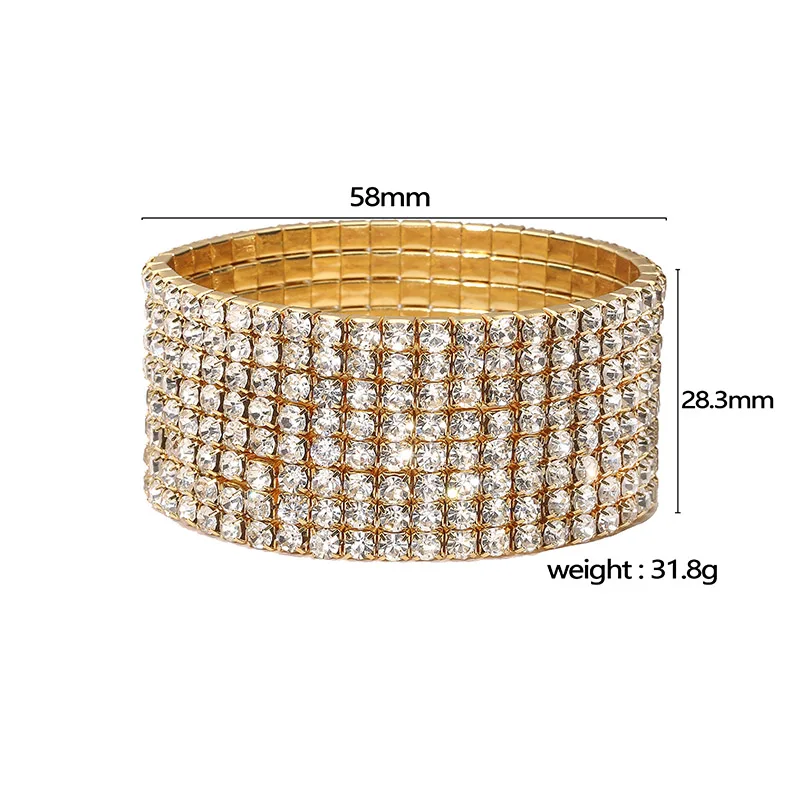 HECHENG, New Bracelet Inlaid Single Row CZ Stone Elastic Bracelet Korean Simple Luxury Ladies Bracelet 58×28.3mm