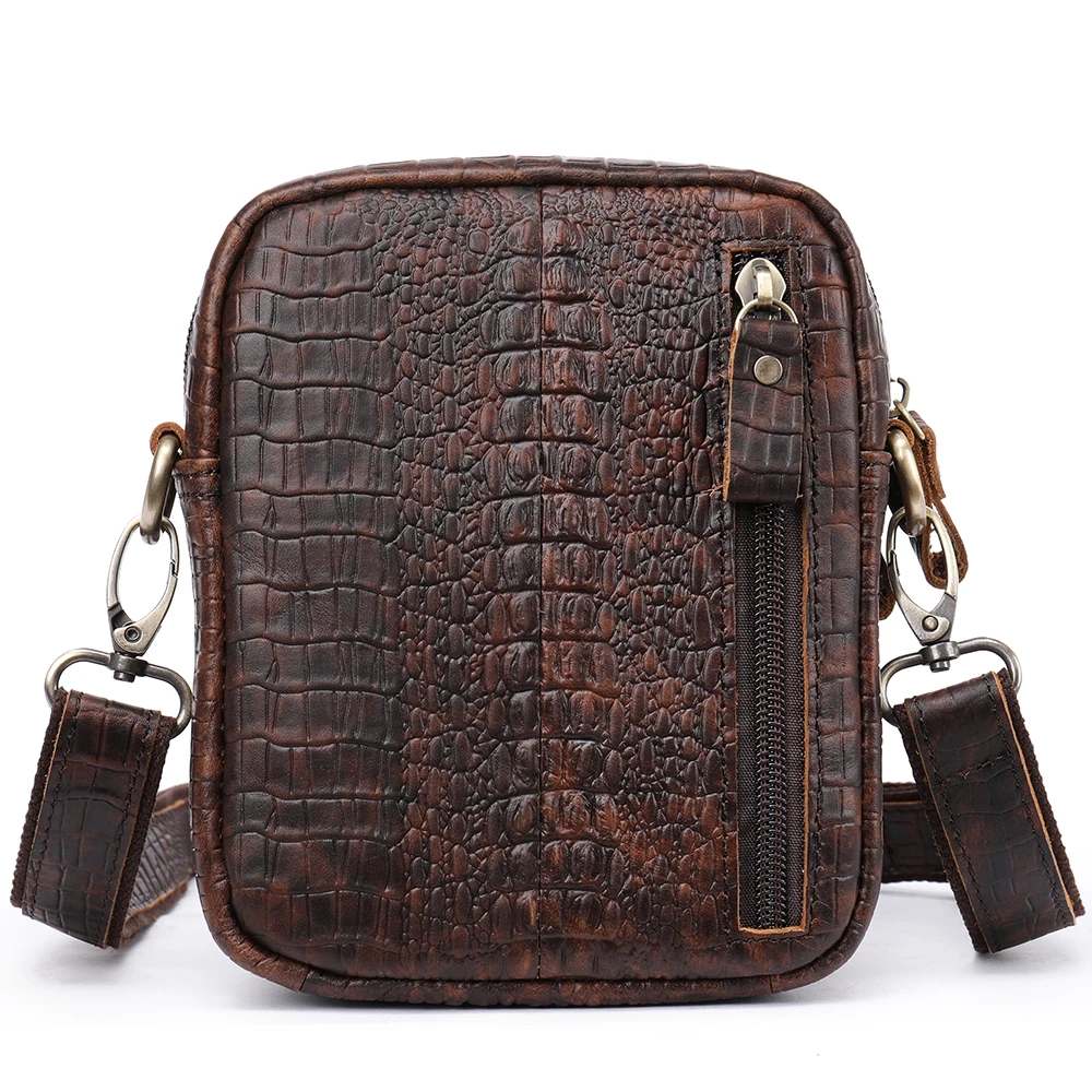 WESTAL Men\'s Leather Shoulder Bag Male Mini Croco Designer Leather Bag Man Purse Small Mens Crossbody Bags for Gift Phone 6030