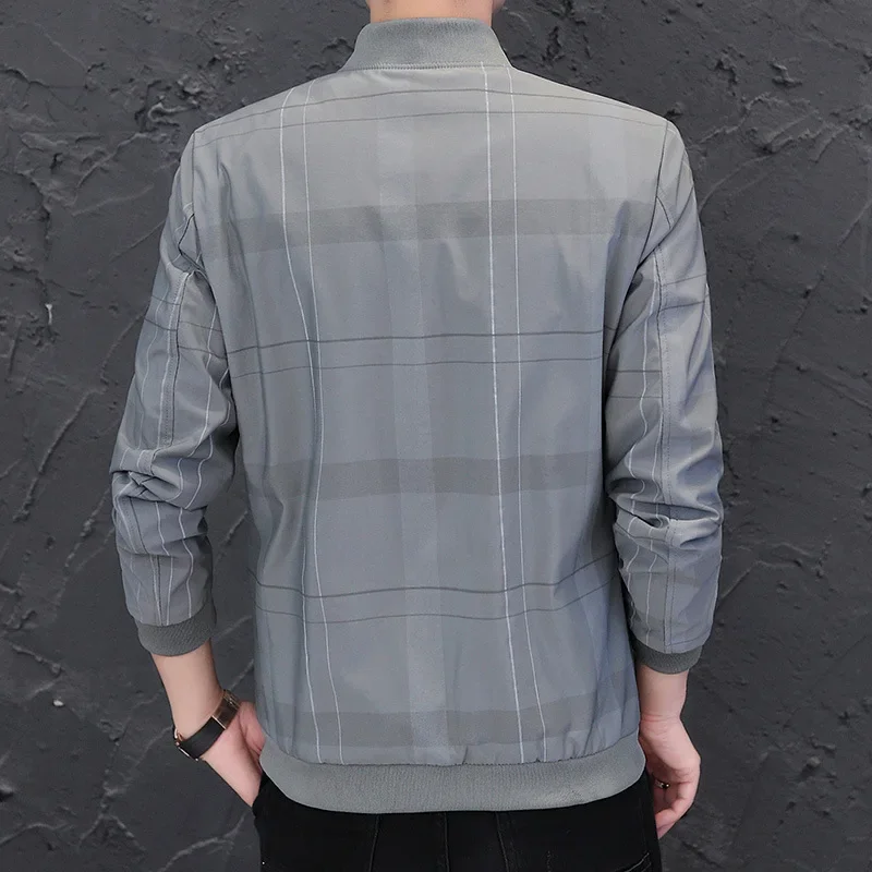 Spring Autumn Men Coat Long Sleeve Zipper Bomber Jacket Slim Windbreaker Collar Motorcycle Jacket Korean Fashion Coats