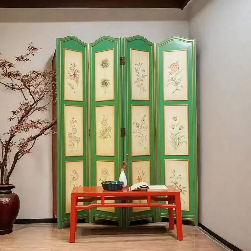 Chinese Painted Screen Classical Old Hotel Partition Entrance Lobby Mural Home TV Sofa Background Decoration