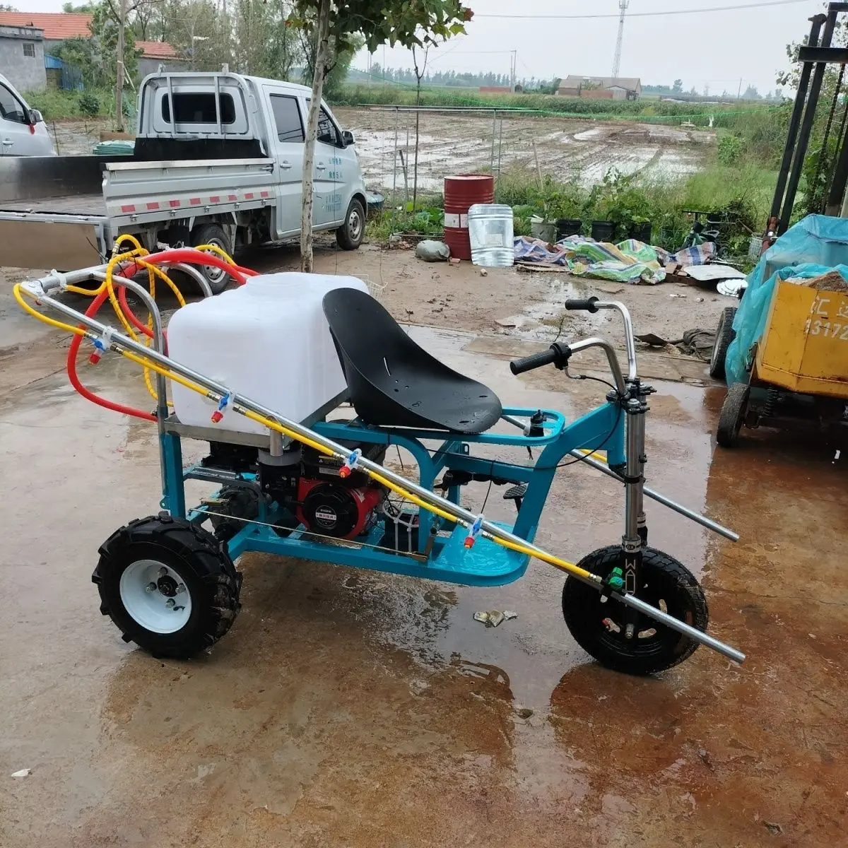 

Self-propelled ride-on agricultural three-wheel machine farmland wheat corn