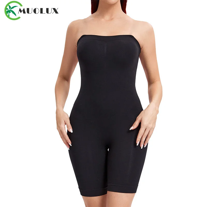 

MUOLUX Women Strapless Shapewear Bodysuits Tummy Control Butt Lifter Body Shaper Waist Trainer Instantly Sculpt Your Body