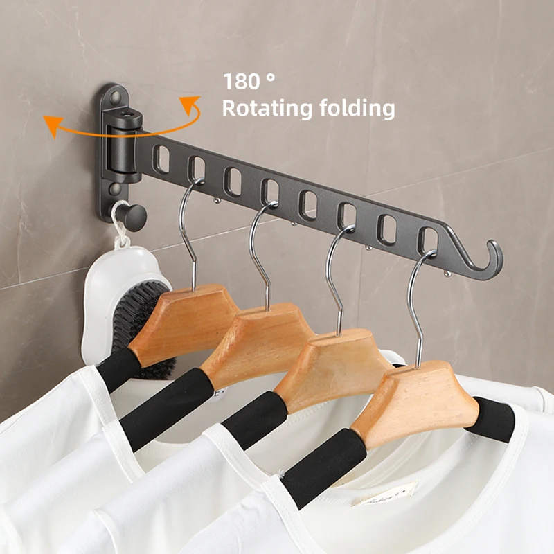 Foldable Clothes Rack Drying Clothes Hanger Wall Mounted Drying Rack Aluminum Clothes Organization WB3028