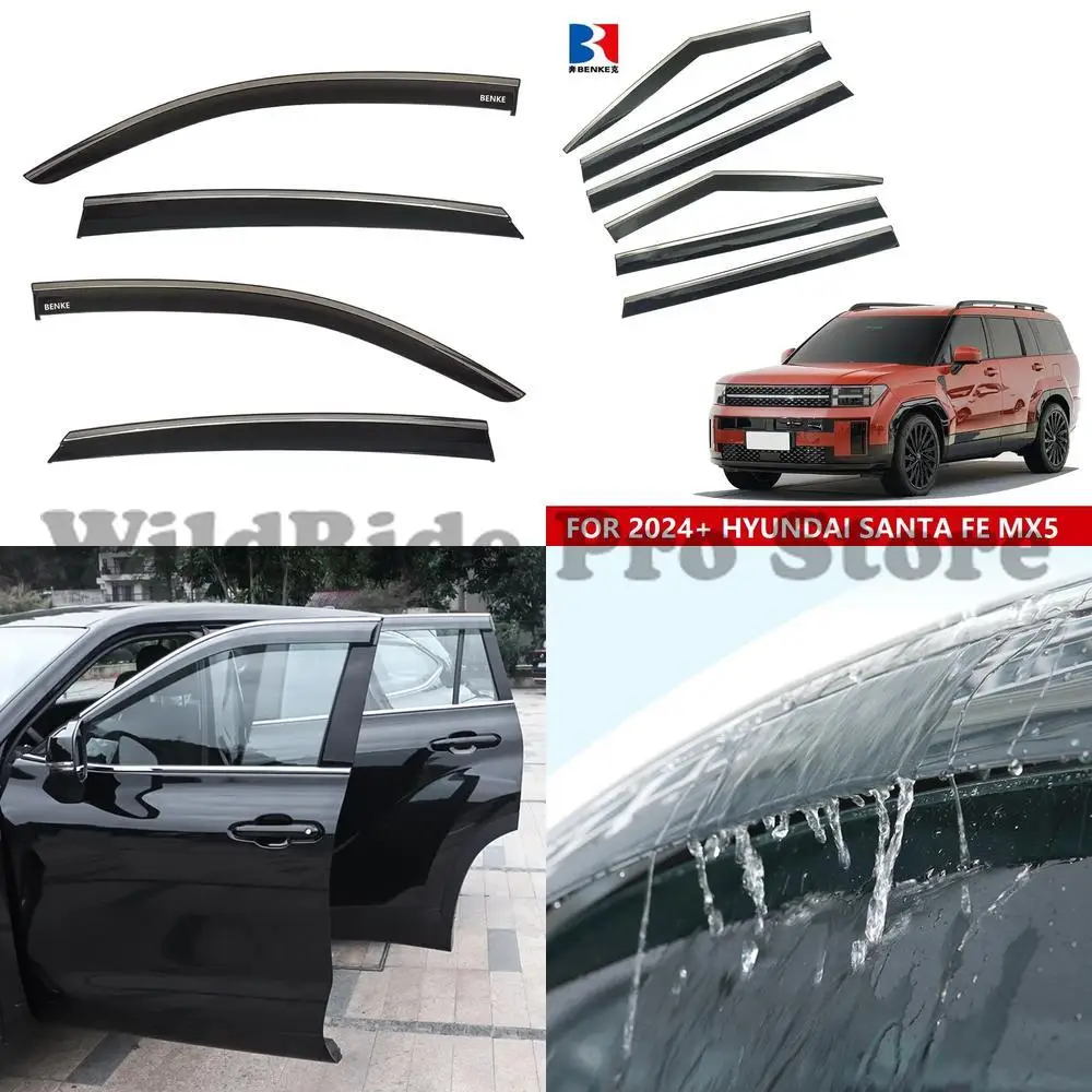 

1 set car accessories vent window sun visor windshield sunshade rain guard for Hyundai Santa Fe 2024 cover protector