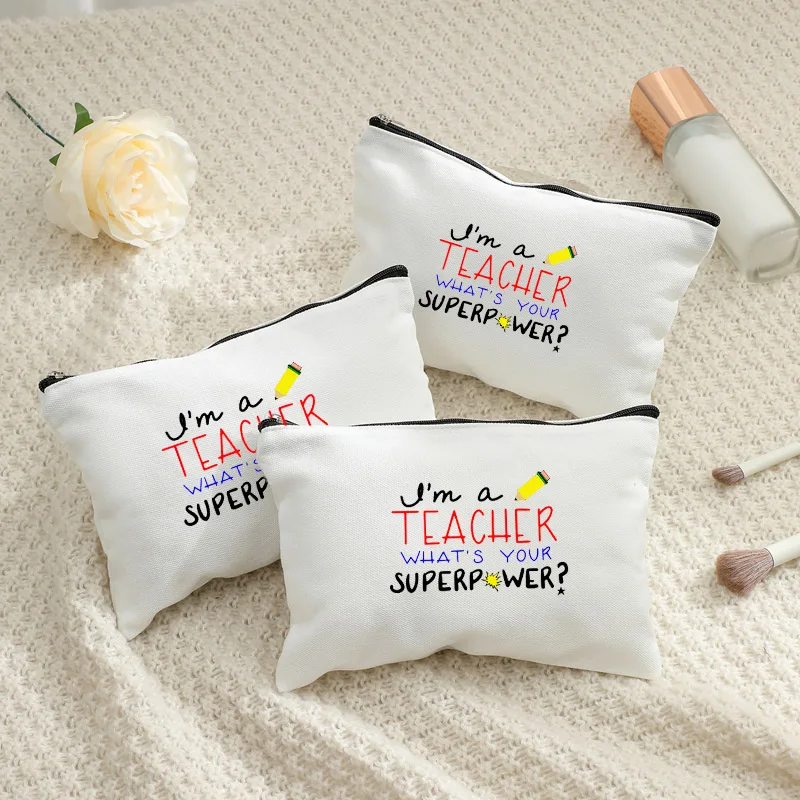 

Reusable Funny Teacher Canvas Zipper Bag, "My Students Are Better" Print Makeup & Stationery Organizer