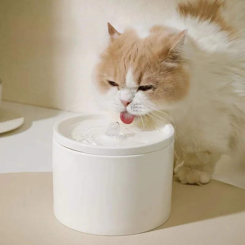 1L Ceramic Cat Water Fountain USB Charging Pet Water Feeders Dogs Automatic Circulating Filtration Flow Water Dispenser