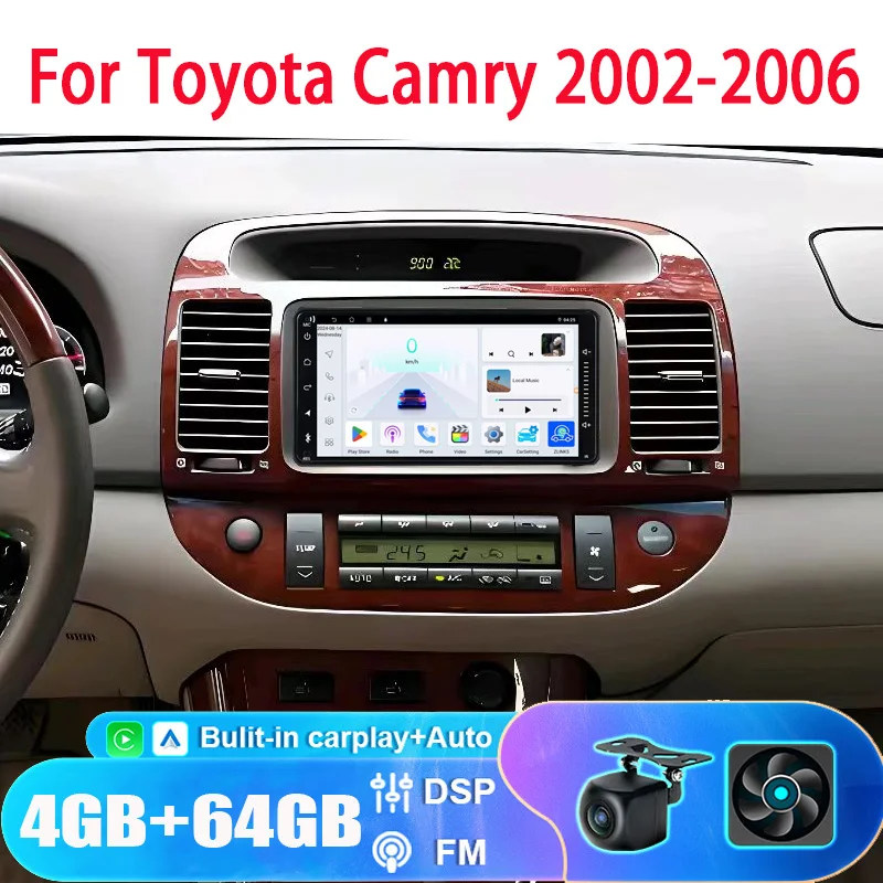 

7 "6-44 ГБ для Toyota Camry 2002-2006 Apple CarPlay Android Auto автомобильная стерео радио FM AM GPS головное устройство