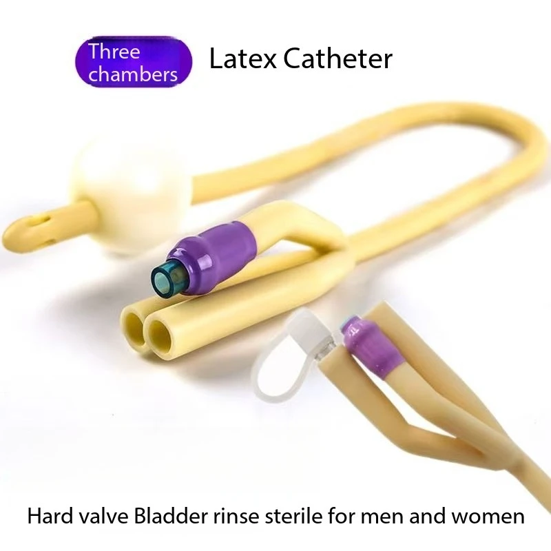 Disposable medical latex two-way catheter, with insertion tube, soft valve catheter (dual-lumen, triple-lumen optional)