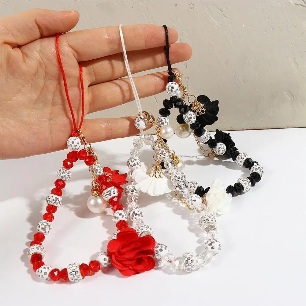 

Mobile Phone Accessories Short Cord Flower Pendant Beads Chain Lanyard Mobile Phone Strap Cell Phone Lanyard Wrist Straps