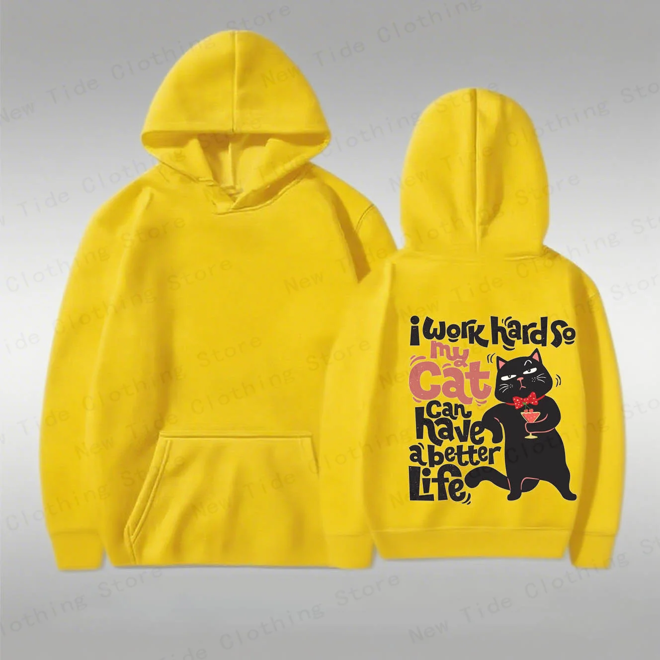 سترة بغطاء للرأس للخريف والشتاء من القطن للرجال تتميز بإقتباس "أنا صعبًا لحياة قطتي أفضل" وتصميم أنيق للقطط