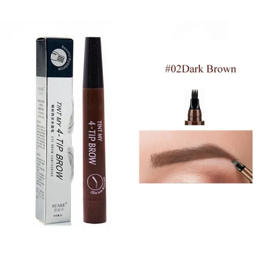 4d Microb lading Augenbrauen stift 4 Gabeln Spitze Augenbrauen Tattoo Bleistift lang anhaltende feine Skizze flüssige Augenbrauen Make-up