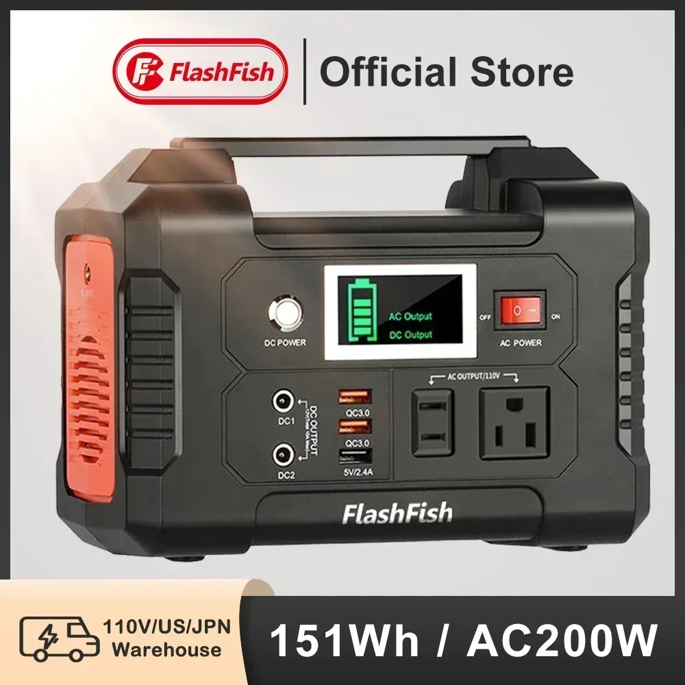 

2024 NEW AC 200W 151WH Battery Charger Outdoor Emergency Supply Camera Drone 110V Portable Power Station Solar Generator