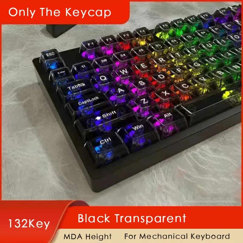 Imagem -06 - Teclado Mecânico Transparente Alta Low Profile Keycaps Transmitindo Personalização Faça Você Mesmo para 61 87 98 104 Chaves 132 Teclas Layout