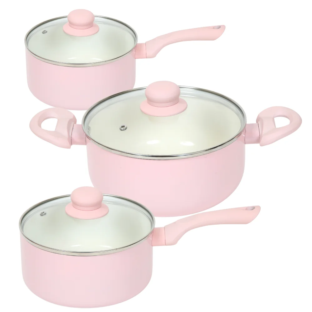 Chef line ceramic Santi IH pot 3 kinds set (pink)