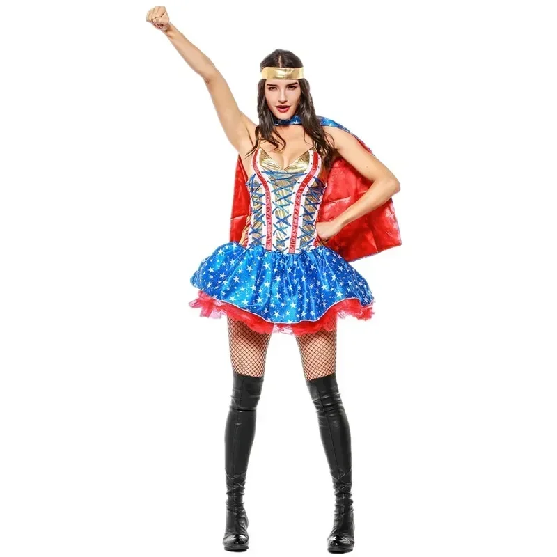 مثير الكبار روما Supergirl زي هالوين الدجاجة حزب سوبر المرأة تأثيري فستان بتصميم حالم