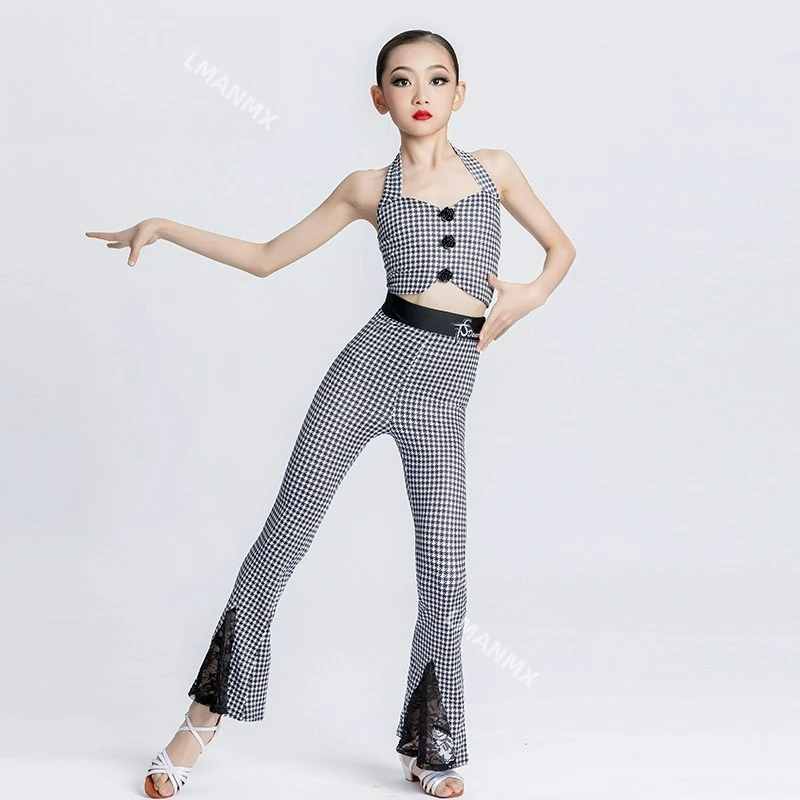 Latin dansbroeken voor meisjes, uitlopende broeken met hoge taille voor afslankende benen en trainingskleding