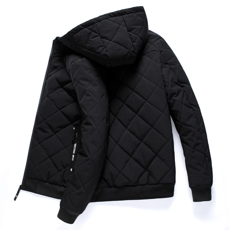Winter Men's Warm Hooded Padded Jackets Outdoor Men Thermal Zipper Parkas Classic Fleece Lined Windbreaker Jackets Men Clothing