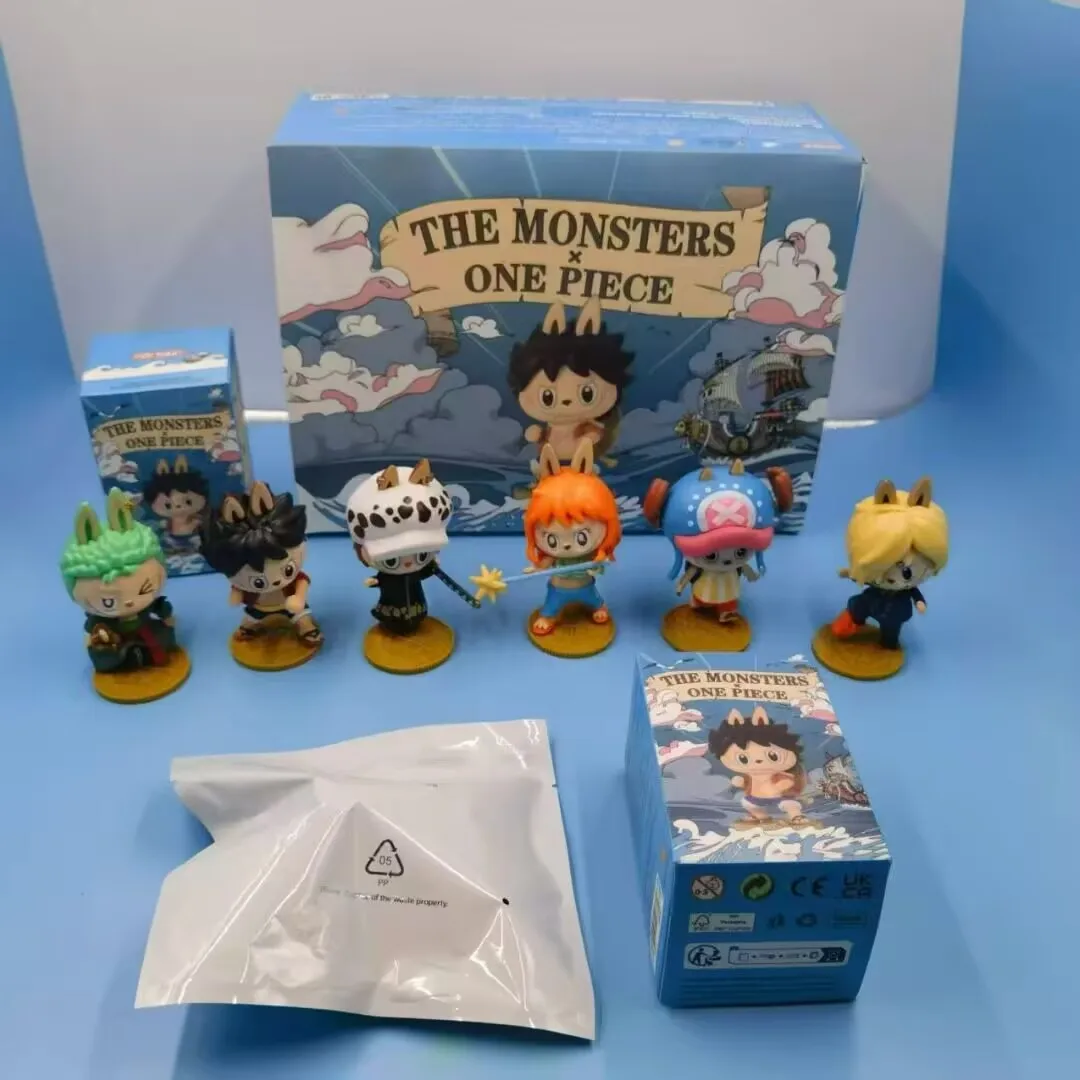 Caja ciega Original de la serie Monsters X de una pieza, Labubu Luffygears5 Zoro Chopper Sabo Brook Sanji, figura de Anime, modelo de escritorio