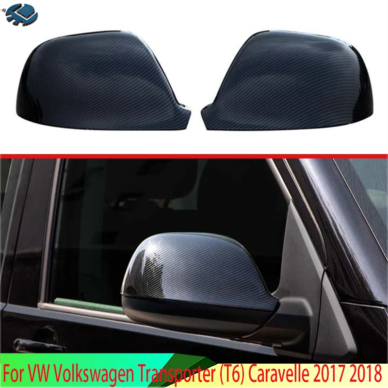

For VW Volkswagen Transporter (T6) Caravelle 2017-2022 Car Accessories Carbon Fiber Style Door Side Mirror Cover Trim